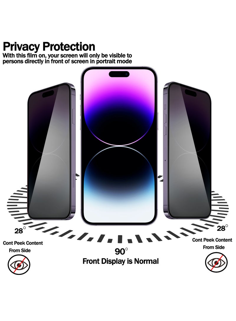RKINC Screen Protector [2-Pack] for iPhone 14 Pro 6.1-Inch, Privacy Tempered Glass Film Screen Protector, [Anti Spy][LifetimeWarranty][Anti-Scratch][Bubble-Free] - Image 4
